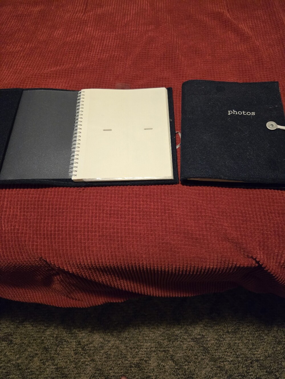 Black Felt Photo Album with Button Closure